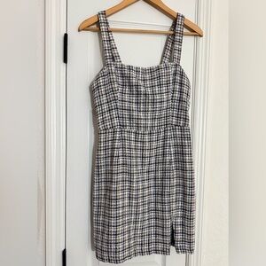 Abercrombie & Fitch Navy, Cream, and White Plaid Tweed Mini Dress
